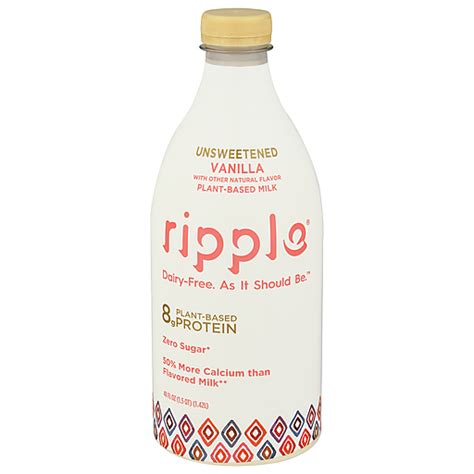 Ripple Unsweetened Vanilla Plant Based Milk 48 Fl Oz Bottle Milk