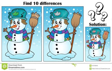 Find Differences Theme With Snowman Stock Vector Illustration Of