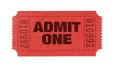 Red Admission Ticket With Serial Number Admitting One Stock Photo