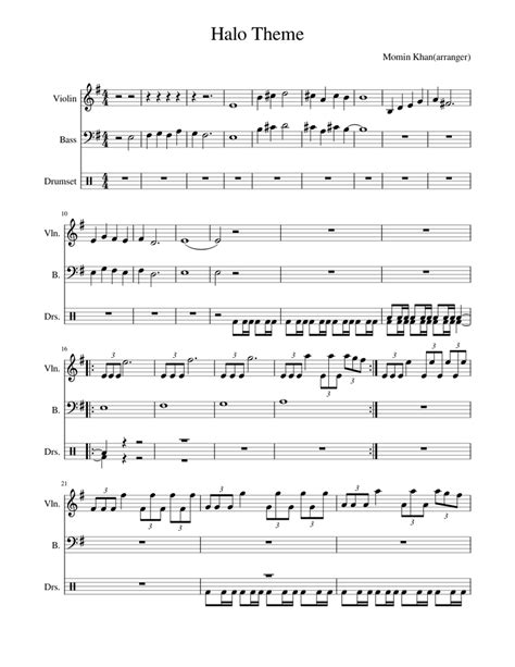 Halo Theme Sheet Music For Violin Voice Percussion Download Free In