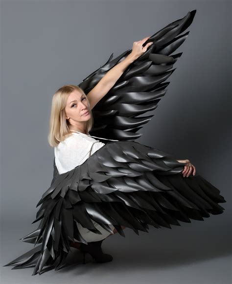Black Wings Angel Wings Costumemen Wingsblack Demonlarge Etsy