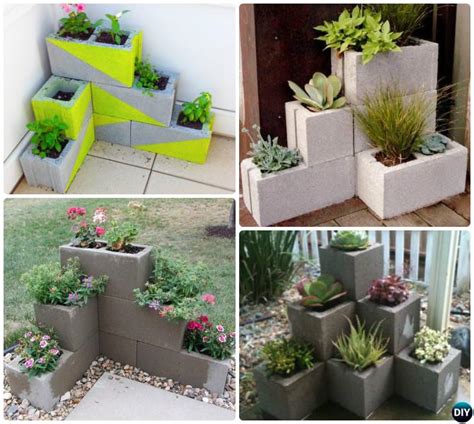 Patterned blocks can also be a good replacement for terracotta vases. DIY Cinder Block Garden Projects Instructions
