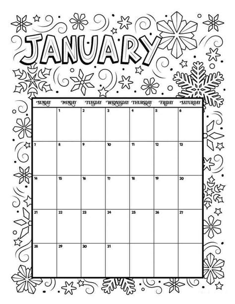 Calender Coloring Pages