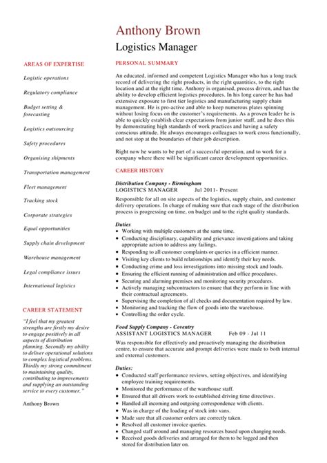 15 Best Resumes For Logistic Manager Jobs Free Templates