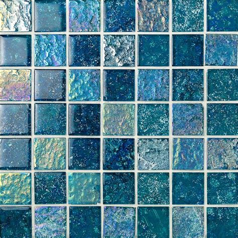 Laguna Iridescent Aquamarine 2x2 Glass Tile