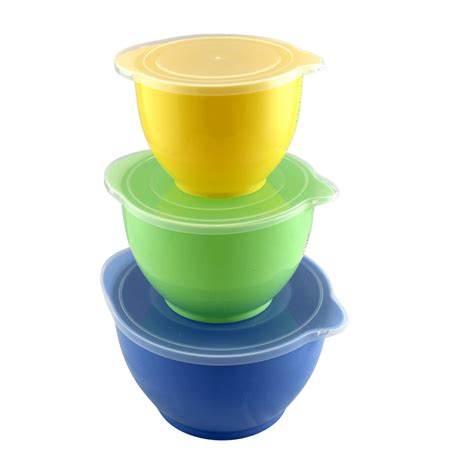 3 Piece Storage And Batter Mixing Bowl Set With Lids Bpa Free Plastic
