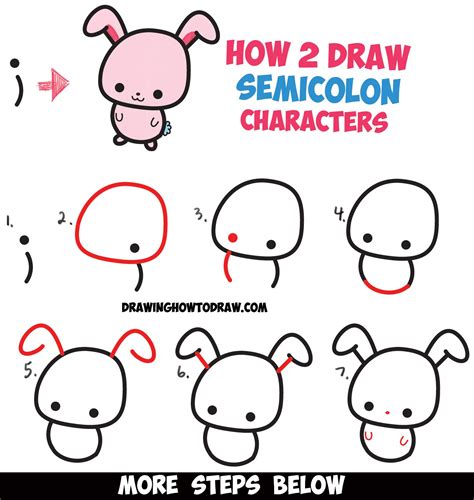 =) join me on facebook to post your drawings too! How to Draw Cute Cartoon Characters from Semicolons - Easy ...