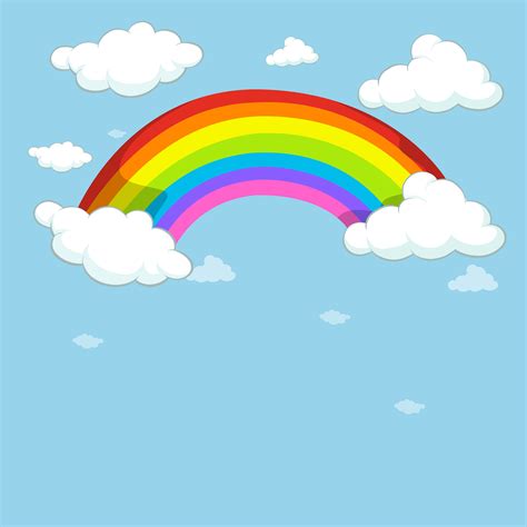 Blue Sky With Colorful Rainbow Vector Art At Vecteezy
