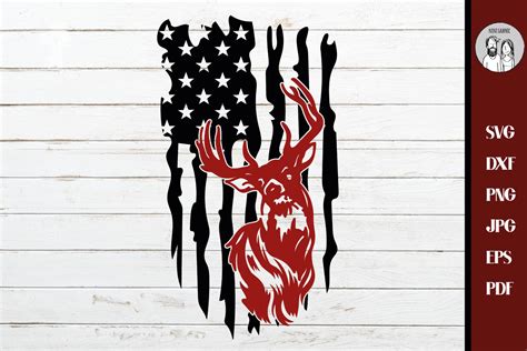 Hunting Svg Distressed American Flag Svg Deer Svg Distressed Flag