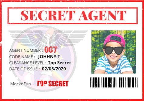 🕵️ Free Secret Agent Id Card Mockofun