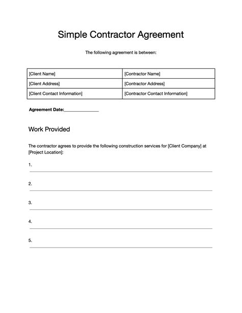 Contractor Templates Download And Print For Free