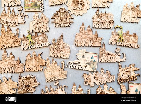 Krakow Wooden Magnet Souvenirs At The At The Main Square The Cloth