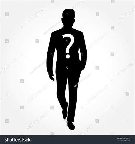 Silhouette Man Walking Question Mark Suspect Stock Vector 200288087