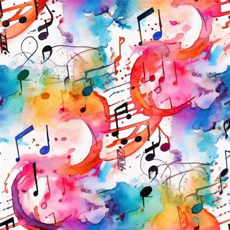 Premium Photo A Watercolor Painting Of Music Notes And Notes