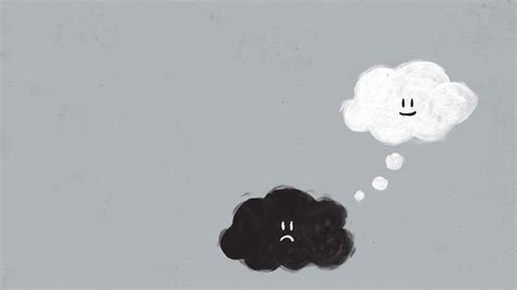 Sad Or Happy Cloud Black And White Wallpaper