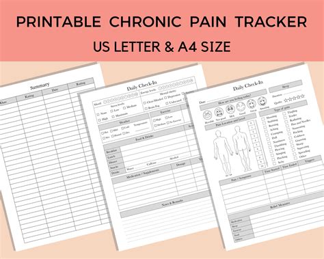 Printable Chronic Pain Tracker Daily Pain Journal Pain Log Fibromyalgia Etsy