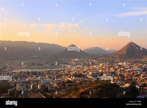 Aerial View Of Pushkar City Rajasthan India Stock Photo Alamy