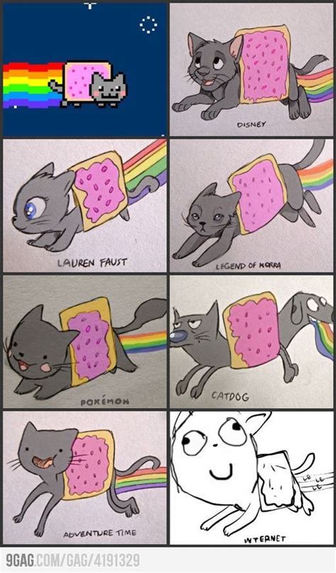 Nyan Cat In Different Styles Nyan Cat Funny Pictures Funny Memes