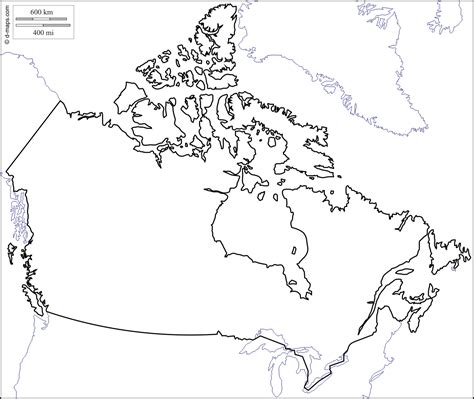 An Outline Map Of The United States And Canada As Shown In This