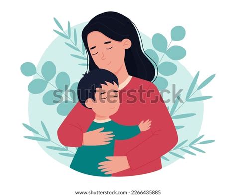 mother hugs her son against background stock vector royalty free 2266435885 shutterstock