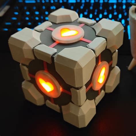 Portal Companion Cube Led Light Up T Box Decor Gaming Etsy