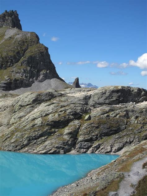Turquoise Glacier Lake 5 Lakes Hike Wildsee Ch Stock Image Image Of