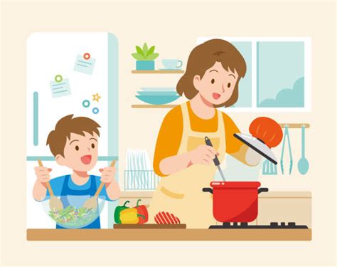 3 100 mom cooking stock illustrations royalty free vector graphics and clip art istock