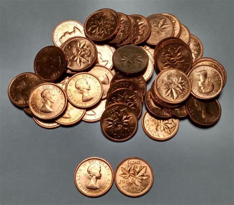 4x Rolls 1964 Unc Canada 1 Cent 200x Bronze Penny Coins Elizabeth