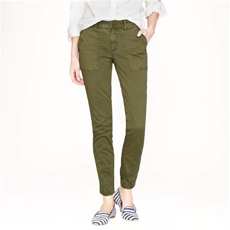 Lyst Jcrew Skinny Washed Twill Utility Pant In Green