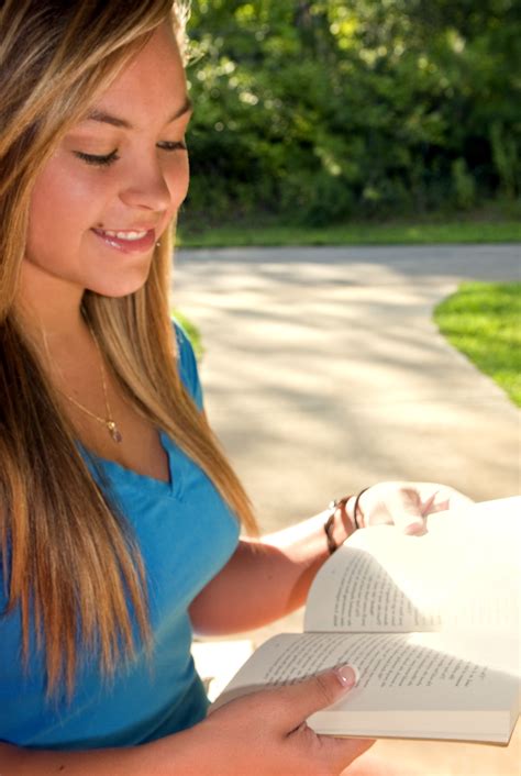 Free Picture Cute Looking Girl Young Woman Reading Book Outdoors Fresh Air