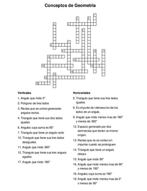 Crucigrama Matematico Para Secundaria Resueltos Crucigramas