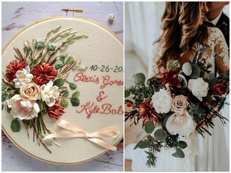 However, this very date shows that a couple is really strong and can overcome any problems together; 2nd anniversary gift for her Wedding bouquet embroidery ...