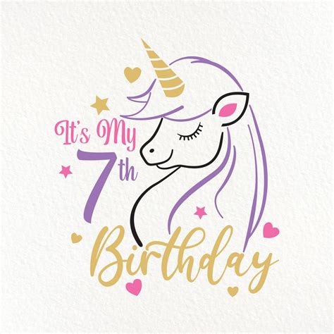 Its My 7th Birthday Svg With Unicorn Illustration Instant Etsy Canada