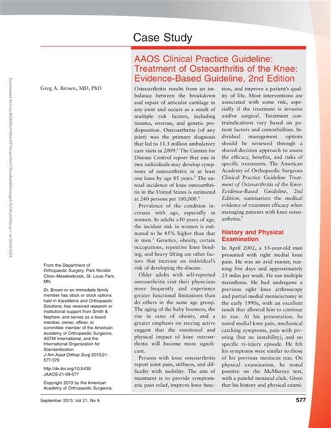 Aaos Clinical Practice Guideline Treatment Of Osteoarthriti Jaaos