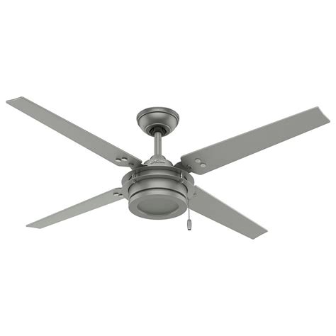Hunter fan 60 inch contemporary matte black ceiling fan with light kit & remote 840304139651 these pictures of this page are about:60 black and silver emanuel silver ceiling fan with light. Hunter Gunnar 54-inch Outdoor/Indoor Matte Silver Ceiling ...
