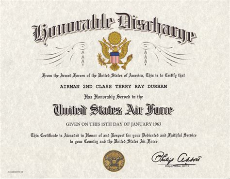 Air Force Honorable Discharge Certificate