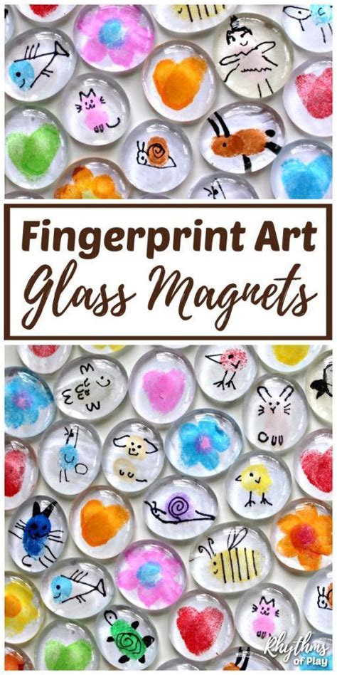 Fingerprint Art Glass Magnets Craft For Kids Video Magnet Crafts