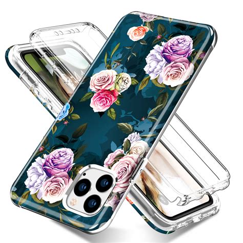 Flower On Black Case For Iphone 11 Pro Max With Built In Screen