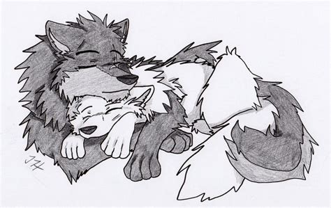 High quality fine art print of my original illustration wolf love. Anime wolf drawings | Wolf Cuddle by *Firewolf-Anime on ...