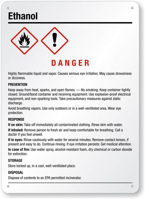 Ethanol Ghs Chemical Sign Highly Flammable Sku Ghs S