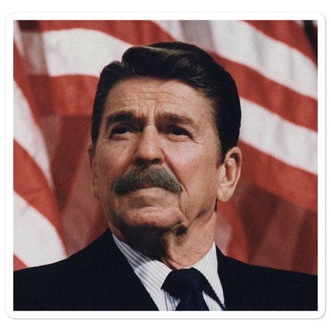 Reagan In A Mustache Sticker From