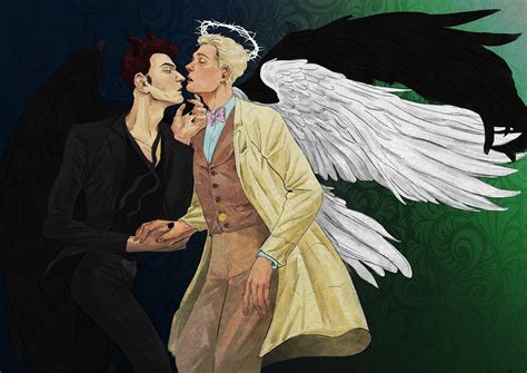 An Illustration Of Two Men With Wings On Their Heads One Is Kissing