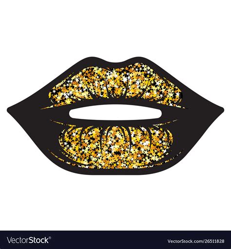 Female Gold Glitter Lips Isolated On White Vector Image