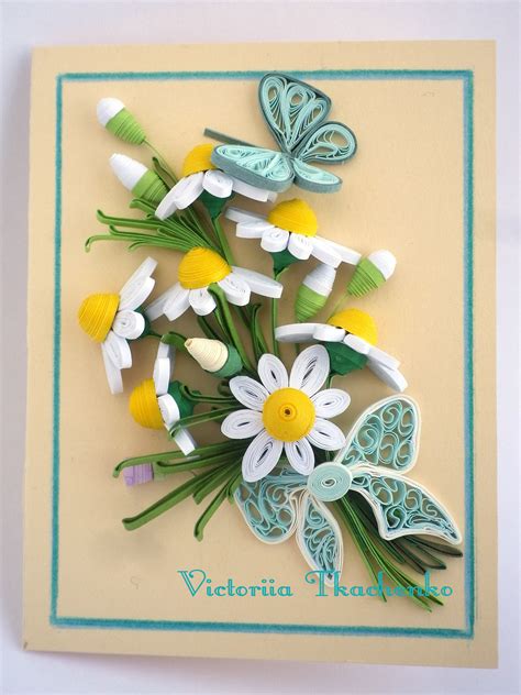 Quilling Greeting Card With Bouquet Of Daisies Neli Quilling Quilling
