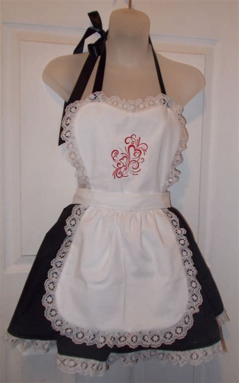 French Maid Style Apron With Valentine By Hummingbirdacres On Etsy