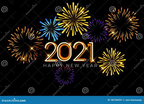 happy new year 2021 card design with firework vector stock illustration illustration of vector