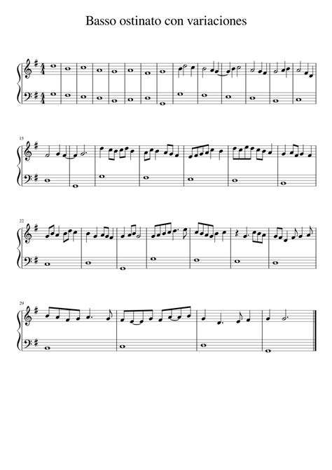 Basso Ostinato Con Variaciones Sheet Music For Piano Solo Easy