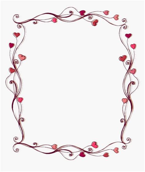 Love Frame Pink Png Png Download Flower And Hearts Border