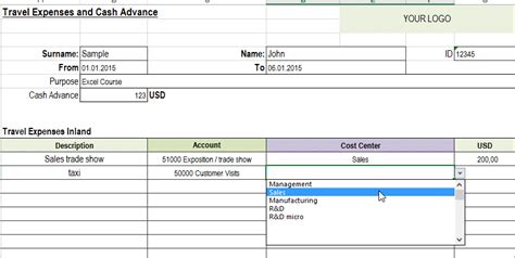 Excel Template Free Travel Expense Report Template For Microsoft