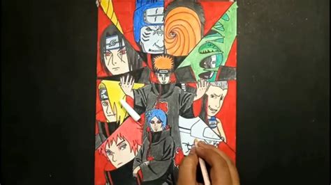 Drawing Team Akatsuki From Naruto Shippuden Timelapse Video